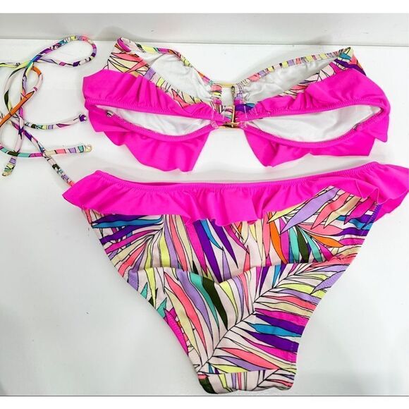 Victoria’s Secret Bikini Size Small Fuschia Ruffle Halter Two Piece Swimsuit‎ - Picture 3 of 6